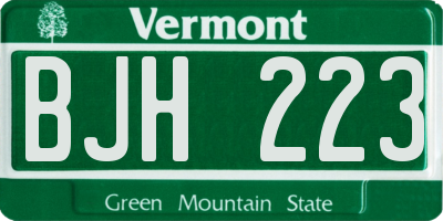 VT license plate BJH223