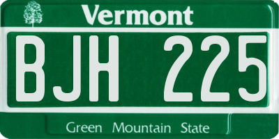 VT license plate BJH225