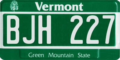 VT license plate BJH227