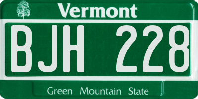 VT license plate BJH228