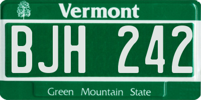 VT license plate BJH242