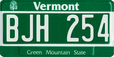 VT license plate BJH254
