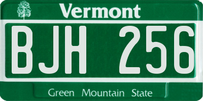 VT license plate BJH256