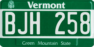 VT license plate BJH258