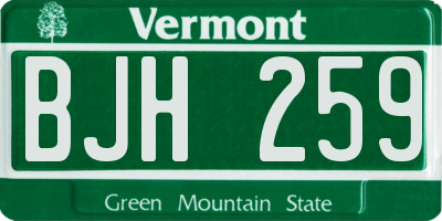 VT license plate BJH259