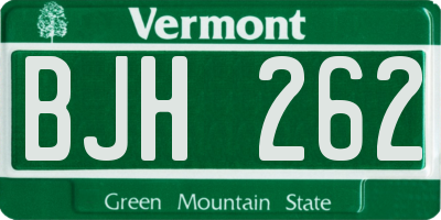 VT license plate BJH262