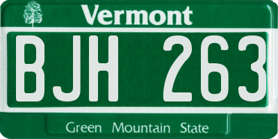 VT license plate BJH263