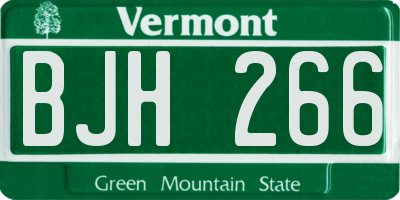 VT license plate BJH266