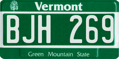 VT license plate BJH269