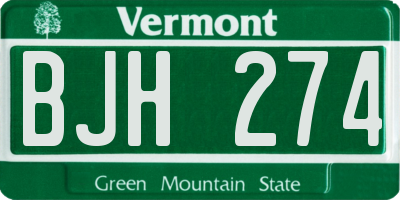 VT license plate BJH274