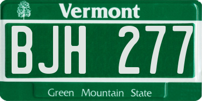 VT license plate BJH277