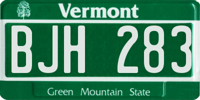 VT license plate BJH283
