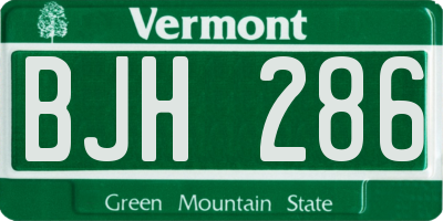 VT license plate BJH286