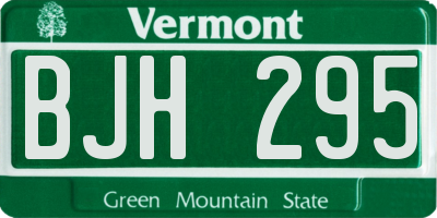 VT license plate BJH295