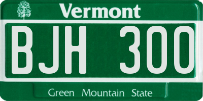 VT license plate BJH300