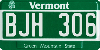 VT license plate BJH306
