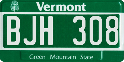 VT license plate BJH308