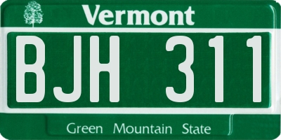 VT license plate BJH311