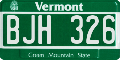 VT license plate BJH326