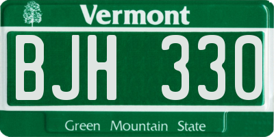 VT license plate BJH330