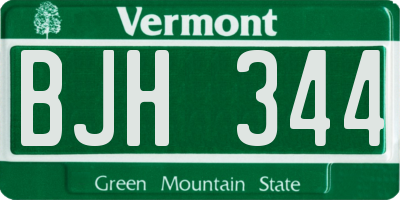 VT license plate BJH344