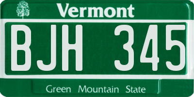 VT license plate BJH345