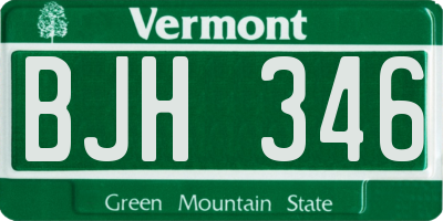 VT license plate BJH346