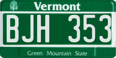 VT license plate BJH353