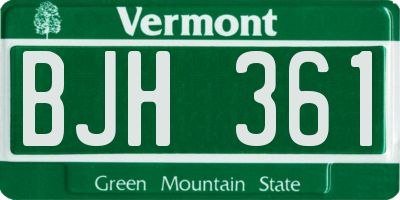 VT license plate BJH361