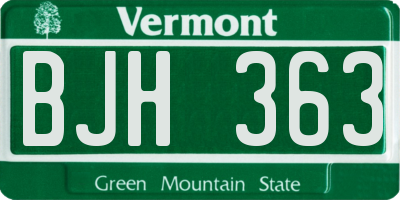 VT license plate BJH363