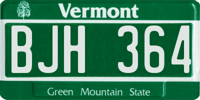 VT license plate BJH364