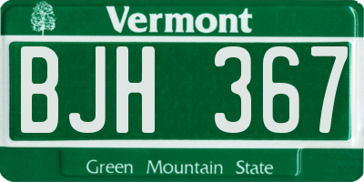 VT license plate BJH367
