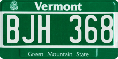 VT license plate BJH368