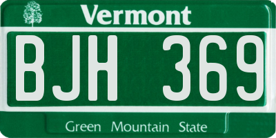 VT license plate BJH369