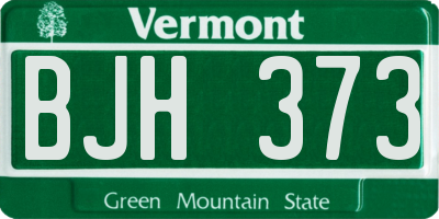 VT license plate BJH373