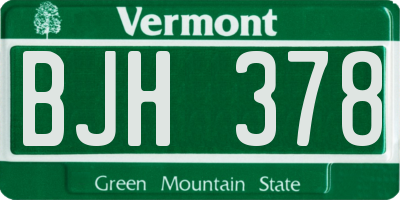 VT license plate BJH378