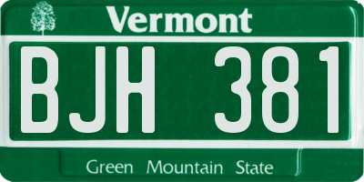 VT license plate BJH381