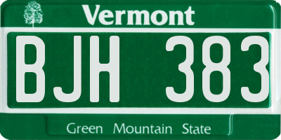 VT license plate BJH383