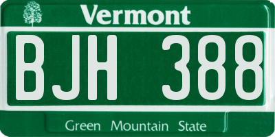 VT license plate BJH388