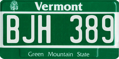 VT license plate BJH389