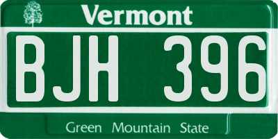 VT license plate BJH396