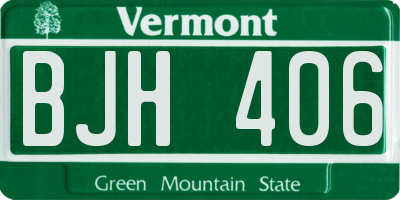VT license plate BJH406
