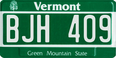VT license plate BJH409