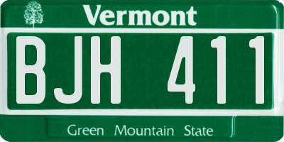 VT license plate BJH411