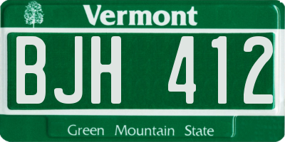 VT license plate BJH412