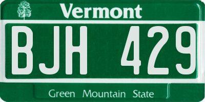VT license plate BJH429