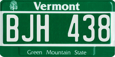 VT license plate BJH438