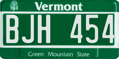 VT license plate BJH454