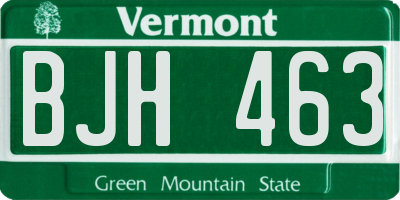 VT license plate BJH463