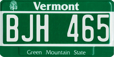 VT license plate BJH465